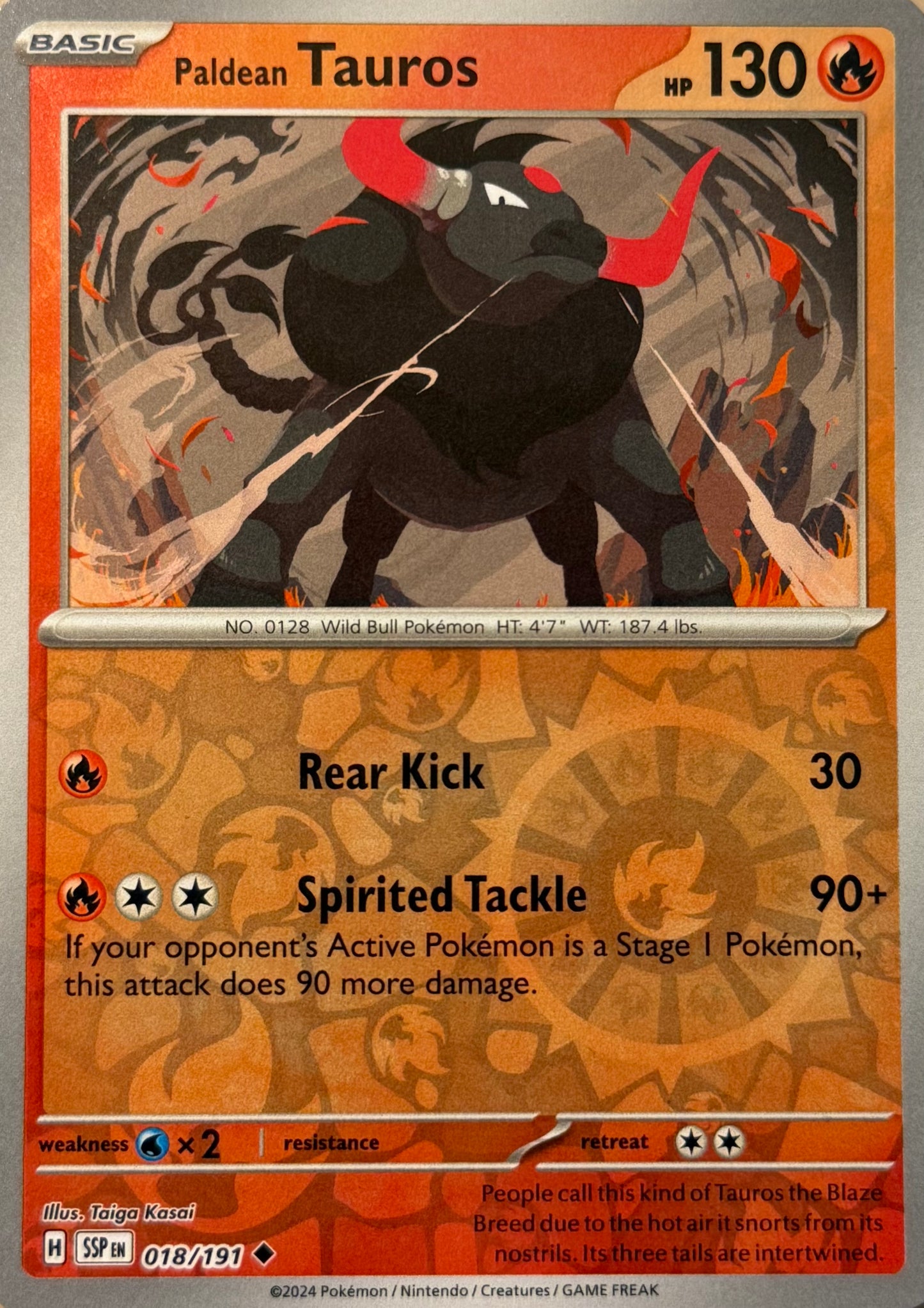 Paldean Tauros 018/191 - Reverse Holo | Surging Sparks NM